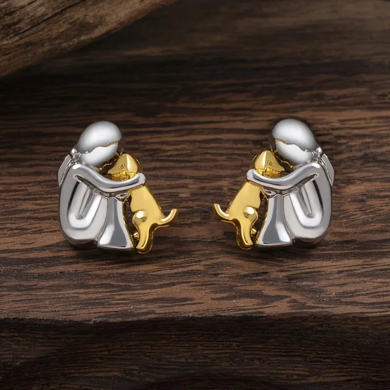 Pendientes de Abrazo en Dos Tonos, Plateado y Dorado