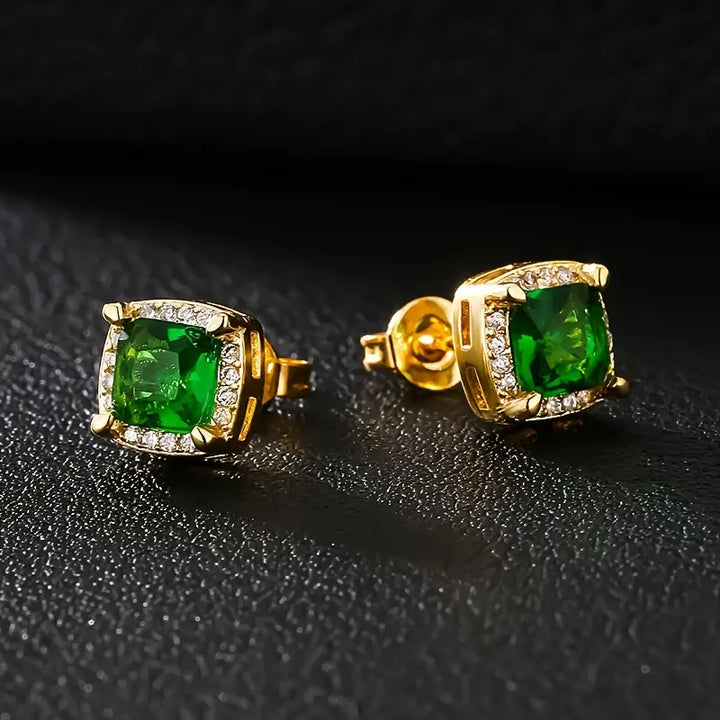 Pendientes "Karina" con piedra esmeralda