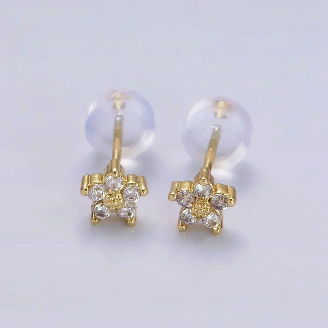 Pendientes de Uña con Flor Delgada