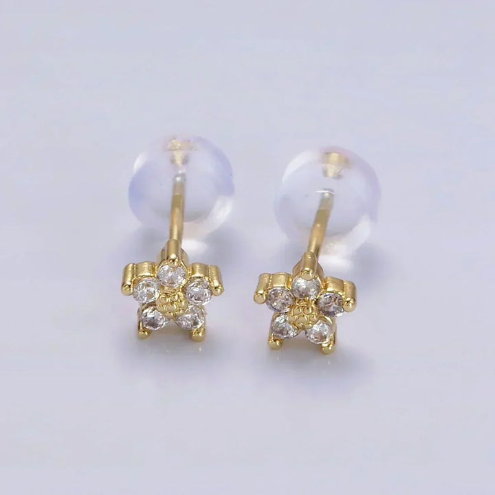Pendientes de Uña con Flor Delgada