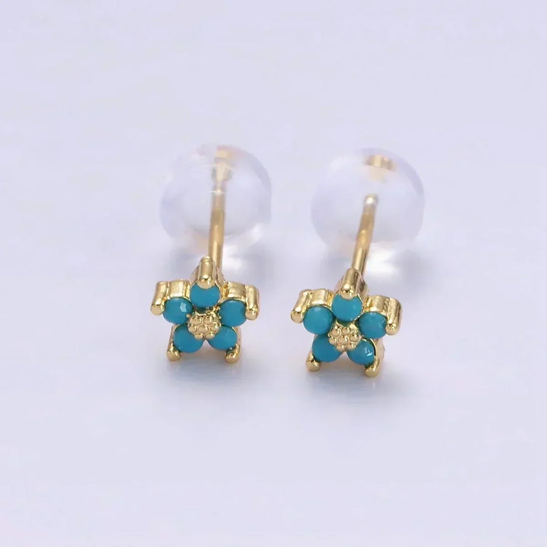 Pendientes de Uña con Flor Delgada