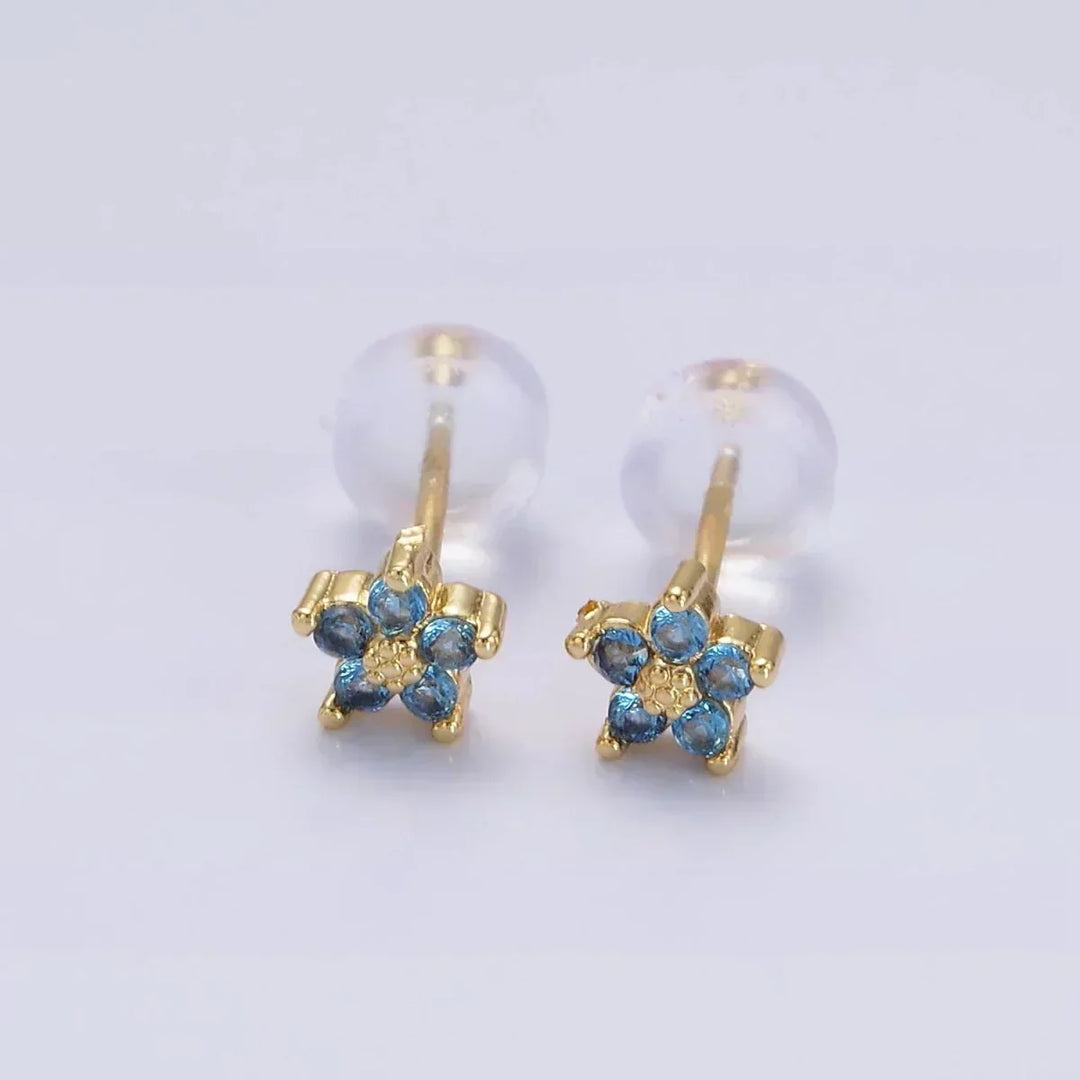 Pendientes de Uña con Flor Delgada
