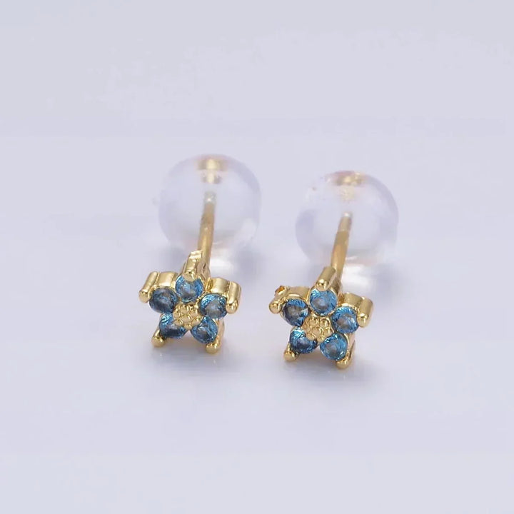 Pendientes de Uña con Flor Delgada