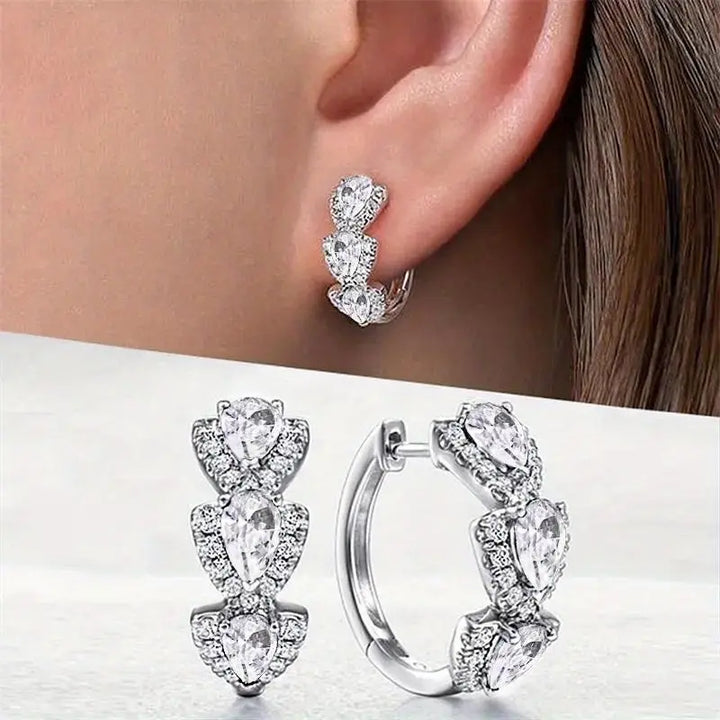 Pendientes Estriados con Cristal Brillante