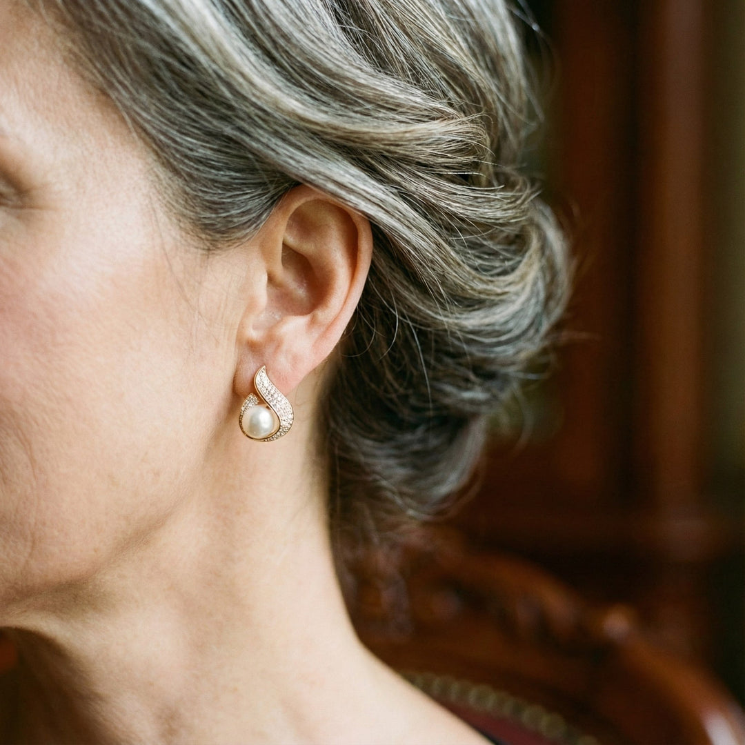 Pendientes de Zirconia con Perlas Brillantes
