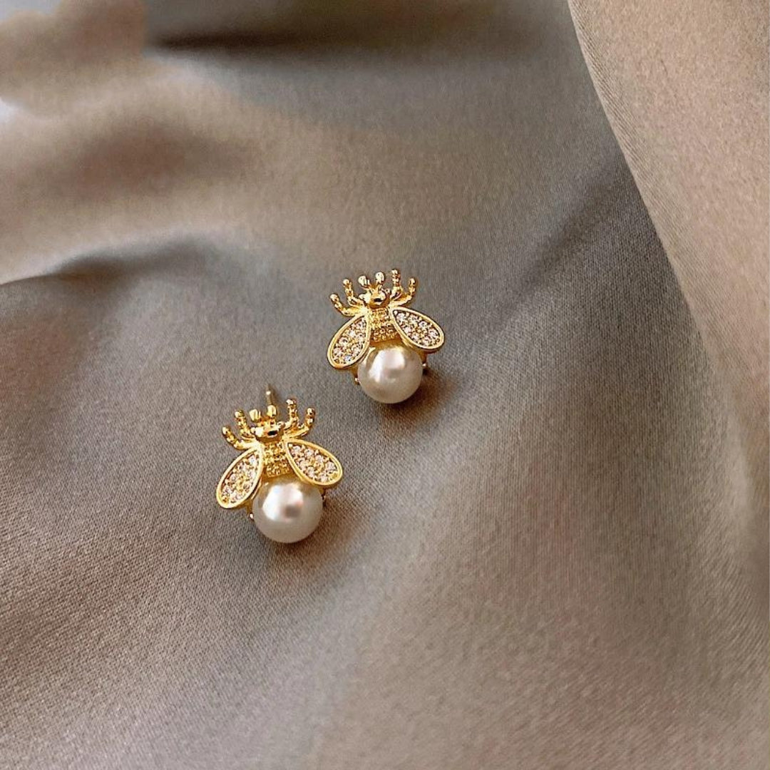 Pendientes de perla y circonio en oro