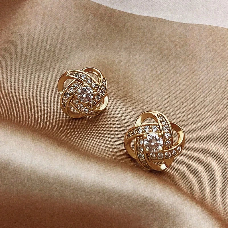 Pendientes con Esferas de Circonio en Oro