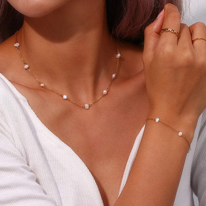 Conjunto de Collar y Pulsera de Acero Inoxidable