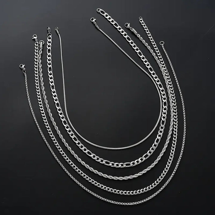 Conjunto de Collares Acumulados de Lujo de Acero Inoxidable Trenzado