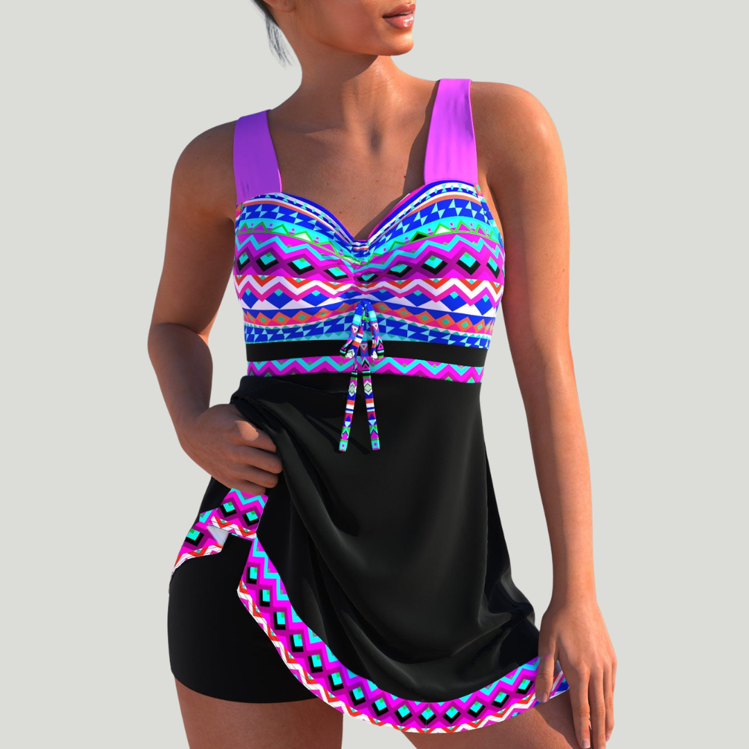 Camila - Tankini con Falda y Estampado Geométrico