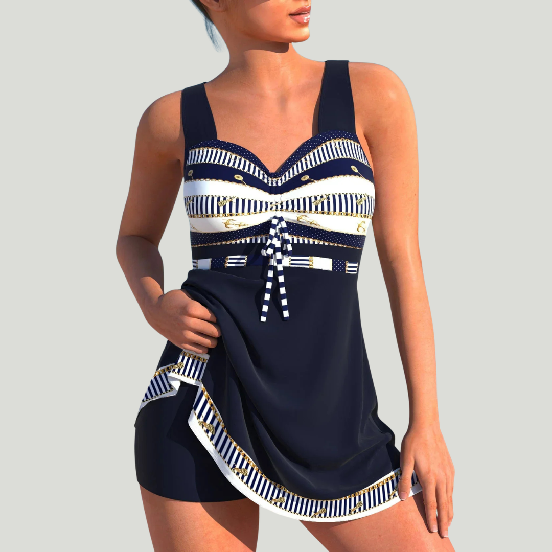 Rocío - Tankini con Falda y Estampado Náutico