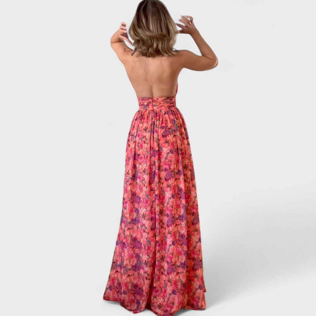 Floraria - Vestido largo con halteres