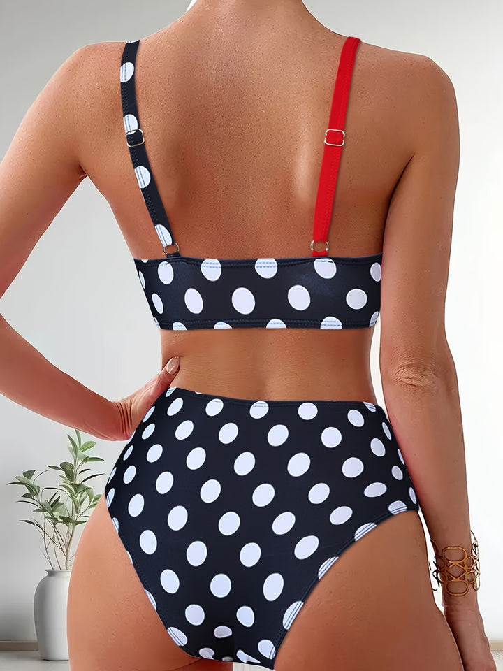 Riviera – Top Cruzado y Braguita de Talle Alto en Contraste Bicolor