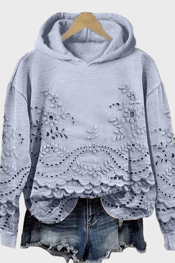 Sudadera con Capucha de Encaje