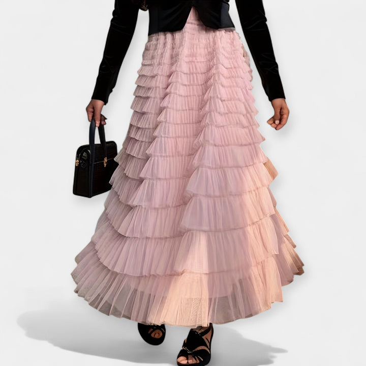Falda Elegante con Detalle de Tul