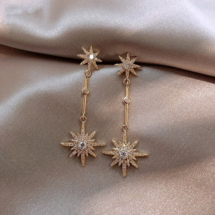 Pendientes de Oro Vintage con Estrella en Cristal