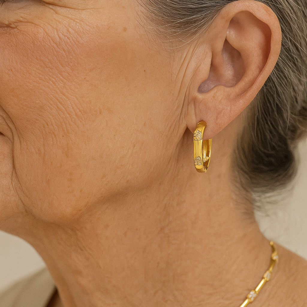 Pendientes Vintage Rueda con Flor Dorada