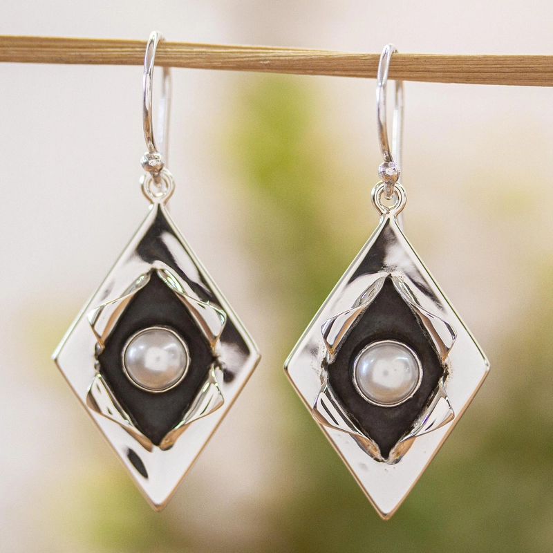 Pendientes Vintage de Plata con Perlas Integradas