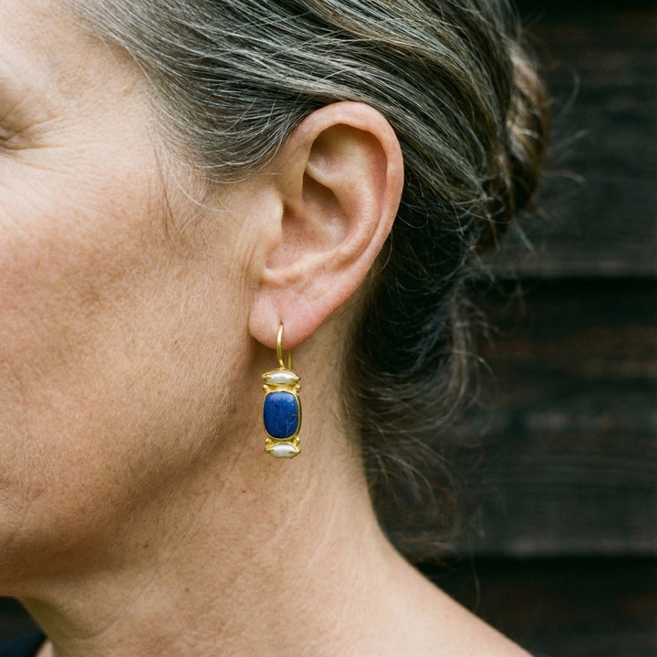 Pendientes Vintage en Azul y Dorado