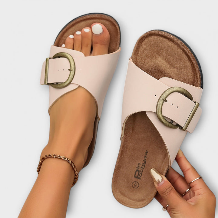 Margarida - Sandalias de corcho para mujer con diseño de hebilla