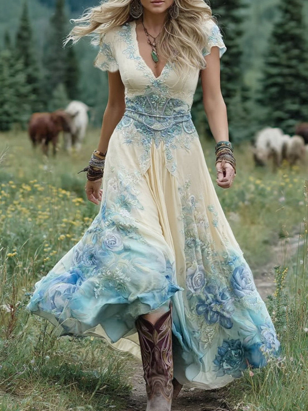 Serena - Vestido Maxi Corto Floral