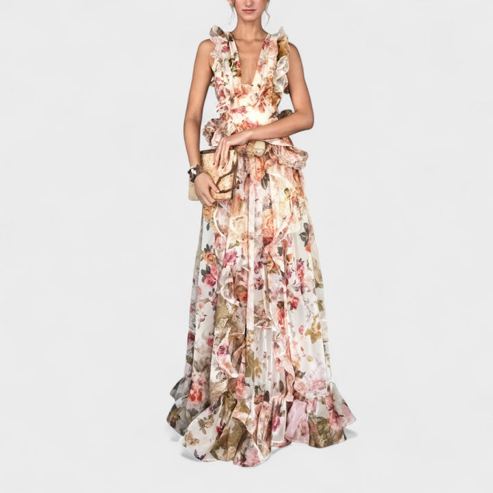 Isabela - Vestido largo con volantes