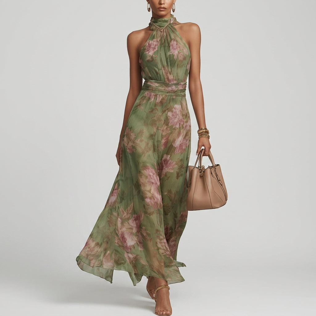 Filipa - Vestido Largo Halter Floral