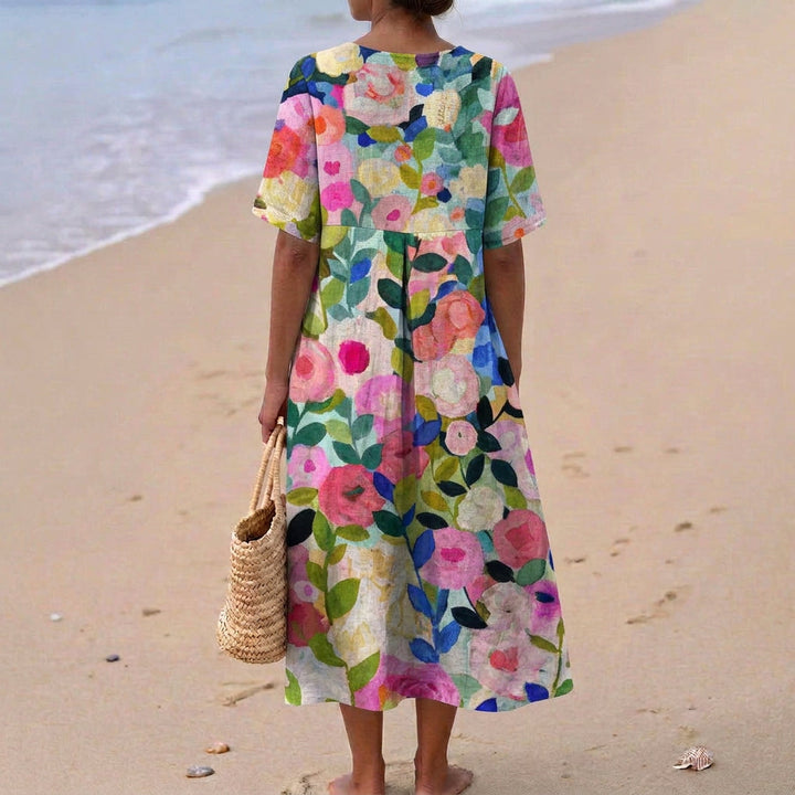 Paula - Vestido Floral en Acuarela