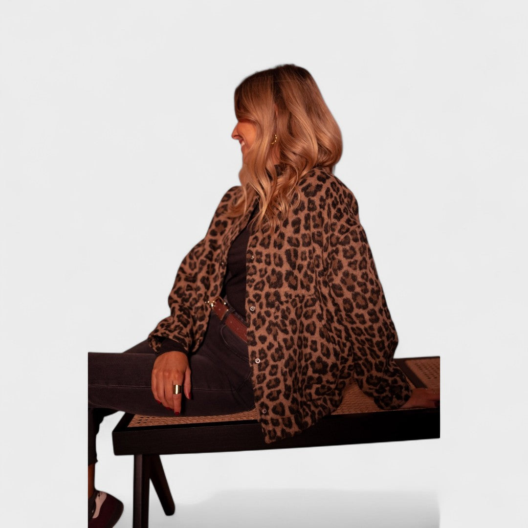 Rosa - Abrigo moderno estampado de leopardo