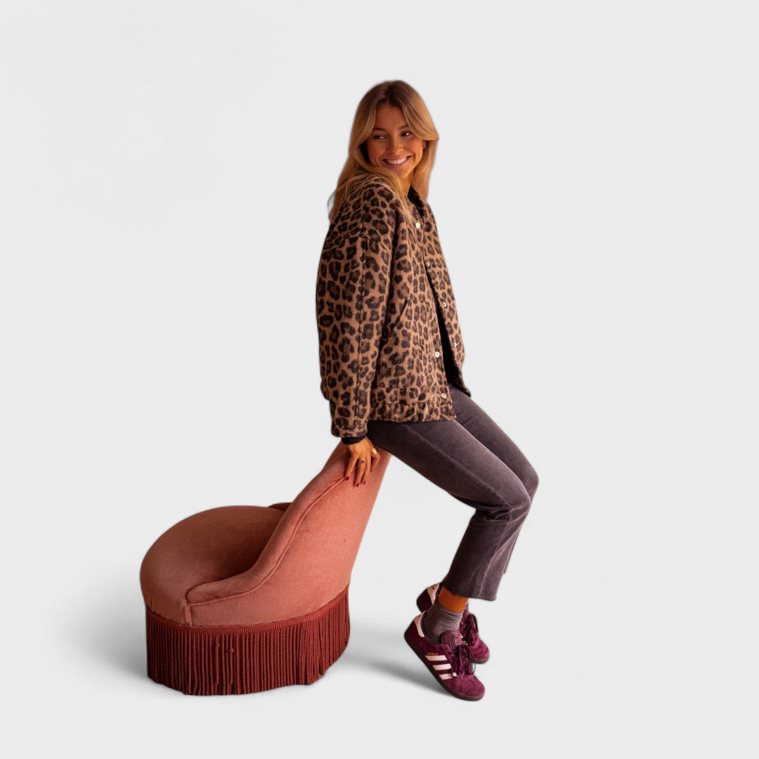 Rosa - Abrigo moderno estampado de leopardo