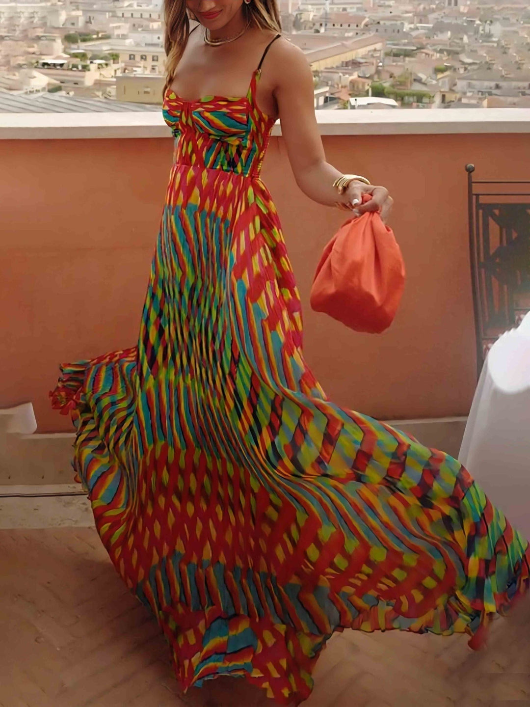 Aria - Vestido Maxi Estampado Abstracto