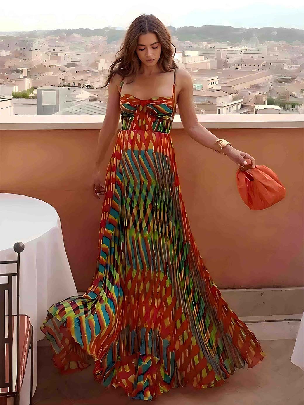 Aria - Vestido Maxi Estampado Abstracto